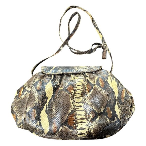 Vintage Sharif Snake Print Leather Shoulder Bag Clutch Matching Coin Pouch USA - Picture 2 of 7